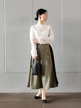 「prose verse（プロズヴェール）のフェイクレザーミニポシェット（ショルダーバッグ）」を使った、AKIさん（レディース・160cm）の春コーディネート