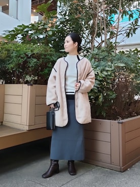「ぽっちゃりコーデ」｜「アイテム（その他アウター）」を使った、AKIさん（レディース・160cm）の冬コーディネート