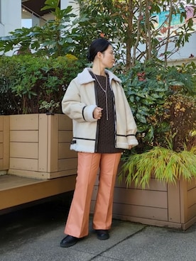 「ぽっちゃりコーデ」｜「アイテム（ブルゾン）」を使った、AKIさん（レディース・160cm）の冬コーディネート