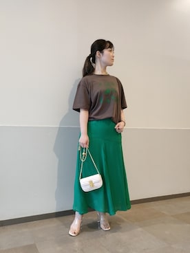 「ぽっちゃり、夏」｜「アイテム（スカート）」を使った、AKIさん（レディース・160cm）の夏コーディネート