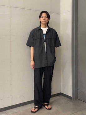 「ISLAND SLIPPER（アイランドスリッパ）のアイテム（サンダル）」を使った、カズマさん（メンズ・174cm）の夏コーディネート