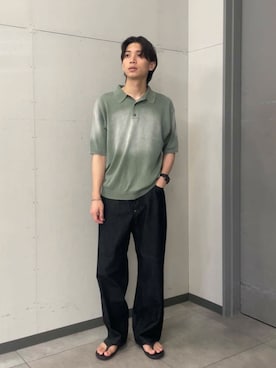 「ISLAND SLIPPER（アイランドスリッパ）のアイテム（サンダル）」を使った、カズマさん（メンズ・174cm）の夏コーディネート