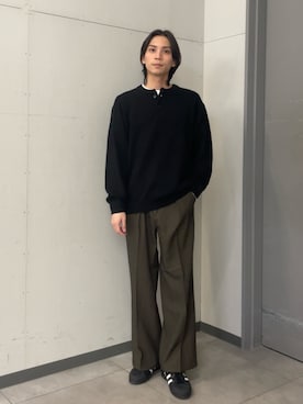 「URBAN RESEARCH DOORS（アーバンリサーチドアーズ）のハミルトンウールヘンリーネックニット（ニット/セーター）」を使った、カズマさん（メンズ・174cm）の秋コーディネート