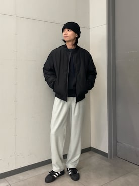 「アイテム（MA-1）」を使った、カズマさん（メンズ・174cm）の秋コーディネート