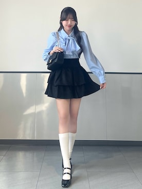 「ボウタイブラウス」｜manakaさん（レディース・160cm）の秋コーディネート