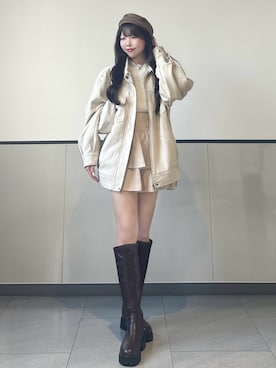 「アイテム（ブルゾン）」を使った、manakaさん（レディース・160cm）の秋コーディネート