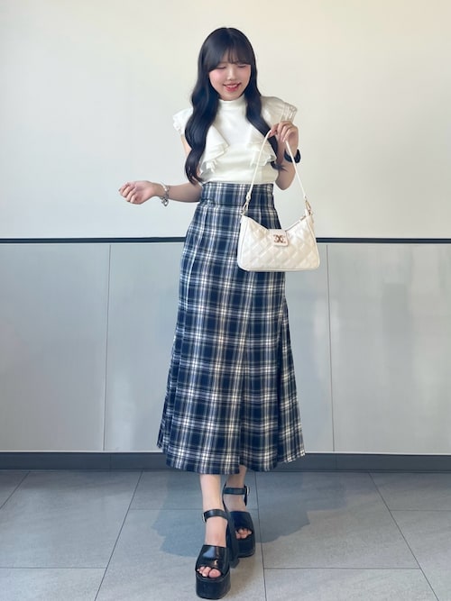 セール】チェック柄ドッキングワンピース（ワンピース）｜INGNI