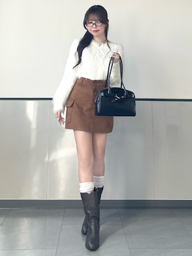 「アイテム（ハンドバッグ）」を使った、manakaさん（レディース・160cm）の秋コーディネート