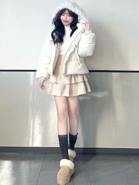 「アイテム（ダウンジャケット/コート）」を使った、manakaさん（レディース・160cm）の秋コーディネート