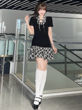 「チェックワンピース」｜manakaさん（レディース・160cm）の春コーディネート