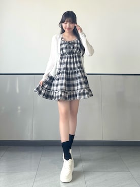 「アイテム（カーディガン/ボレロ）」を使った、manakaさん（レディース・160cm）の夏コーディネート