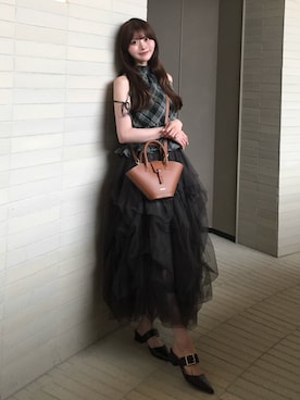 「GRL（グレイル）のアイテム（トップス、ブラック系）」を使った、ほにさん（レディース・160cm）の春コーディネート