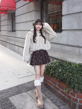 「グレイル」｜「アイテム（ブーツ）」を使った、ほにさん（レディース・160cm）の冬コーディネート