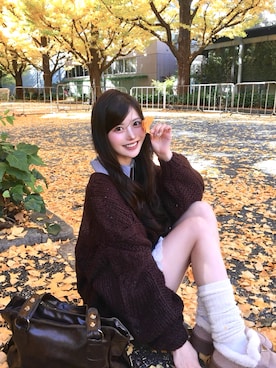 「アイテム（ローファー）」を使った、ほにさん（レディース・160cm）の秋コーディネート