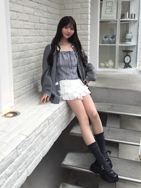 「GRL（グレイル）のアイテム（パンツ）」を使った、ほにさん（レディース・160cm）の春コーディネート