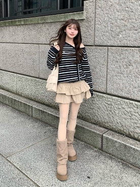 「VANNIE U（ヴァニーユー）のアイテム」を使った、ほにさん（レディース・160cm）の冬コーディネート