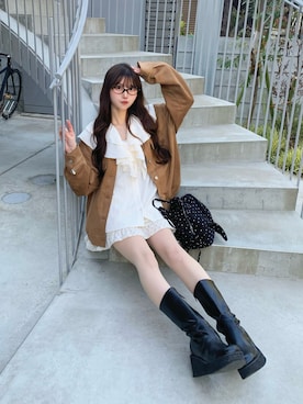 「GRL（グレイル）のアイテム（トップス）」を使った、ほにさん（レディース・160cm）の春コーディネート