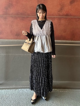 「MICO COULIER（ミコクリエ）のラインテープ2WAYミニトートバッグ（トートバッグ）」を使った、maruさん（レディース・156cm）の秋コーディネート