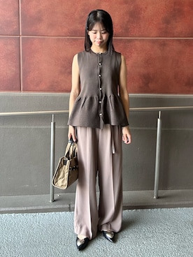 「MICO COULIER（ミコクリエ）のラインテープ2WAYミニトートバッグ（トートバッグ）」を使った、maruさん（レディース・156cm）の秋コーディネート