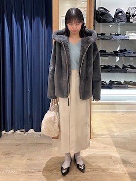 「ノーリーズ」｜「アイテム（ムートンコート）」を使った、maruさん（レディース・156cm）の冬コーディネート