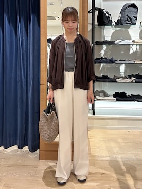 「スリットパンツ」｜maruさん（レディース・156cm）の夏コーディネート