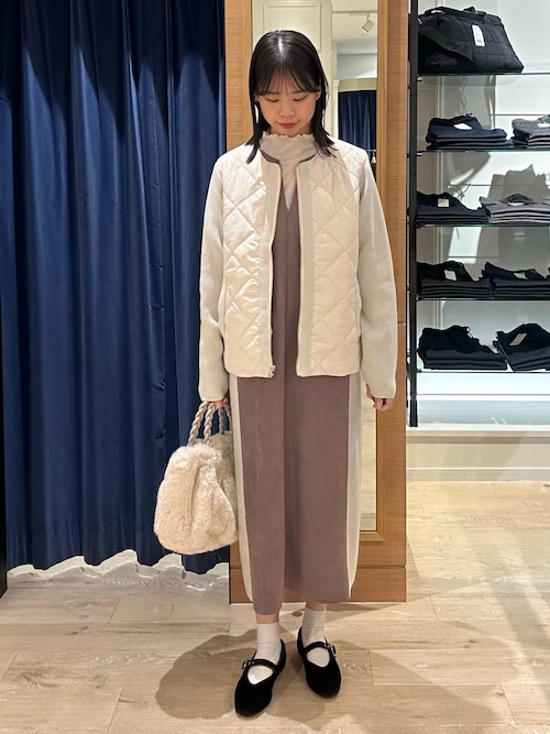 MICO COULIER ブルゾン アウター 中綿×ニット切替ノーカラー