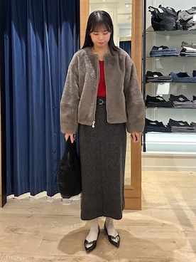 「スカートコーデ」｜「アイテム（ブルゾン）」を使った、maruさん（レディース・156cm）の冬コーディネート