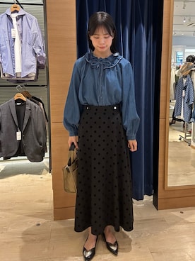 「MICO COULIER（ミコクリエ）のラインテープ2WAYミニトートバッグ（トートバッグ）」を使った、maruさん（レディース・156cm）の秋コーディネート
