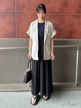 「半袖ジャケット」｜「アイテム（ジャケット/アウター）」を使った、maruさん（レディース・156cm）の夏コーディネート