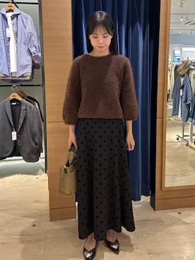 「MICO COULIER（ミコクリエ）のラインテープ2WAYミニトートバッグ（トートバッグ）」を使った、maruさん（レディース・156cm）の秋コーディネート