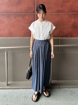 「NOLLEY'S LIGHT（ノーリーズライト）のアイテム（パンツ）」を使った、maruさん（レディース・156cm）の夏コーディネート