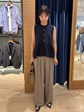 「MICO COULIER（ミコクリエ）のラインテープ2WAYミニトートバッグ（トートバッグ）」を使った、maruさん（レディース・156cm）の秋コーディネート