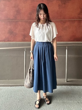 「リバーシブル」｜「アイテム（スカート）」を使った、maruさん（レディース・156cm）の春コーディネート