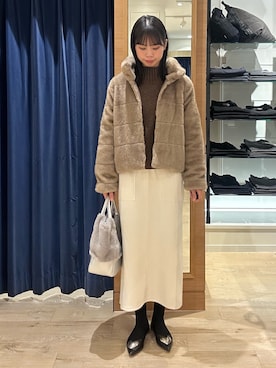 「アイテム（ブルゾン、イエロー系）」を使った、maruさん（レディース・156cm）の冬コーディネート