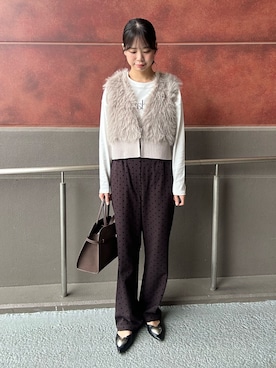 「ドットパンツ」｜maruさん（レディース・156cm）の秋コーディネート