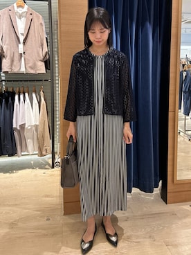 「MICO COULIER（ミコクリエ）のラインテープ2WAYミニトートバッグ（トートバッグ）」を使った、maruさん（レディース・156cm）の秋コーディネート