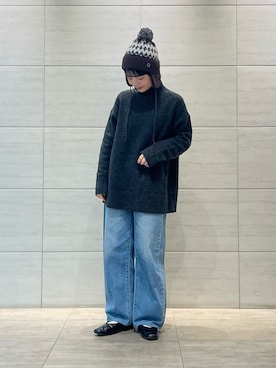 「アイテム（ニットキャップ/ビーニー、ホワイト系）」を使った、Tamaさん（レディース・152cm）の秋コーディネート