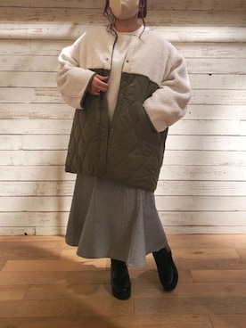 「OLIVE des OLIVE（オリーブデオリーブ）のアイテム（ノーカラーコート）」を使った、ru74oliveさん（レディース・156cm）の冬コーディネート