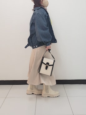 「OLIVE des OLIVE（オリーブデオリーブ）のアイテム（デニムジャケット）」を使った、ru74oliveさん（レディース・156cm）の春コーディネート
