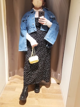 「OLIVE des OLIVE（オリーブデオリーブ）のアイテム（デニムジャケット）」を使った、ru74oliveさん（レディース・156cm）の冬コーディネート