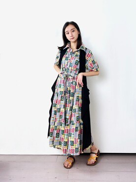 「アイテム（シャツワンピース、レッド系）」を使った、estellaselectさん（レディース・165cm）の冬コーディネート