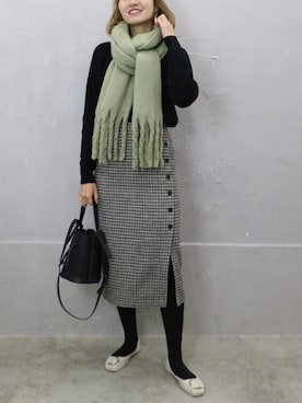 「チェック柄に恋してる」｜「アイテム（バレエシューズ）」を使った、Sasaさん（レディース・165cm）の冬コーディネート