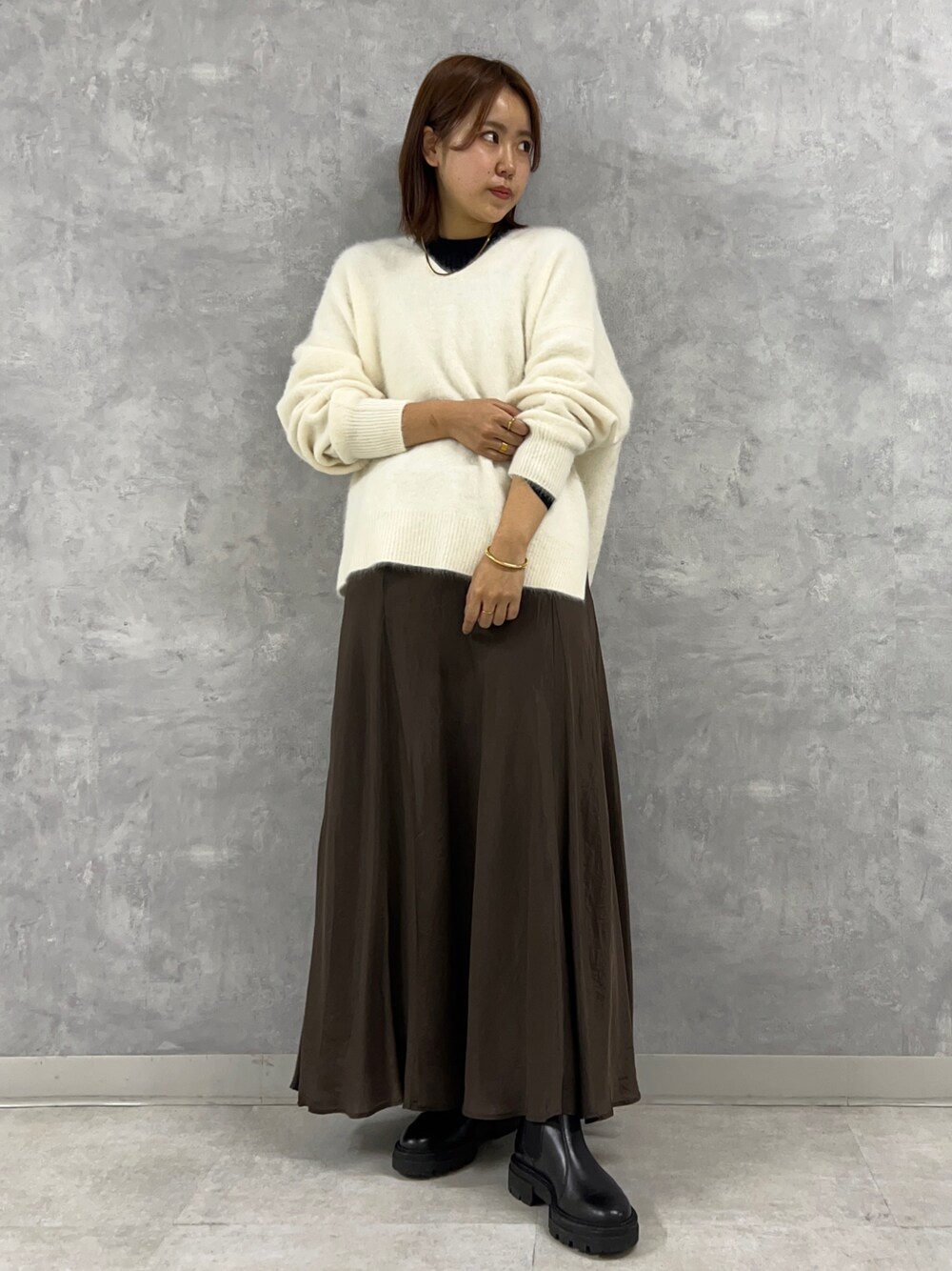Rouge vif（ルージュヴィフ）の「FOX＆Cashmere Vネックゆったりニット 