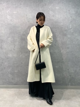 「Rouge vif（ルージュヴィフ）のアイテム（ノーカラーコート）」を使った、KONOMIさん（レディース・160cm）の秋コーディネート