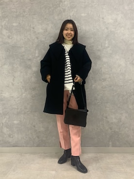 「Rouge vif（ルージュヴィフ）のアイテム（チェスターコート）」を使った、KONOMIさん（レディース・160cm）の冬コーディネート