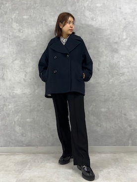 「Rouge vif（ルージュヴィフ）のアイテム（ピーコート）」を使った、KONOMIさん（レディース・160cm）の冬コーディネート
