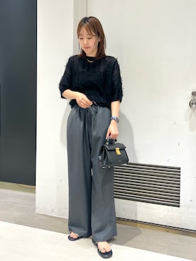 「qualite（カリテ）の【セットアップ対応】ウールライクイージーパンツ/夏服/オフィス（その他パンツ）」を使った、KONOMIさん（レディース・160cm）の夏コーディネート