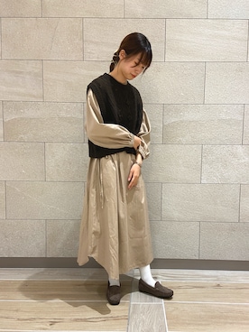 「Samansa Mos2 blue」｜「アイテム（シャツワンピース）」を使った、히나さん（レディース・164cm）の秋コーディネート