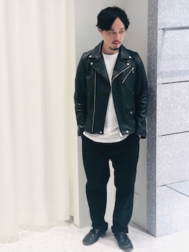 「RATTLE TRAP（ラトルトラップ）のアイテム（ライダースジャケット）」を使った、RT staffstylingさん（メンズ・168cm）の秋コーディネート