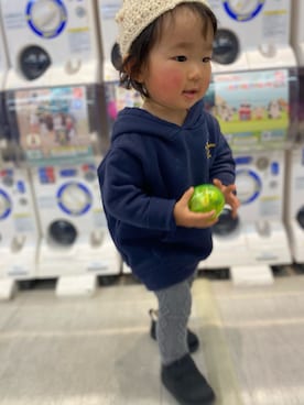 「アイテム（パーカー）」を使った、りんさん（キッズ・80cm）の冬コーディネート